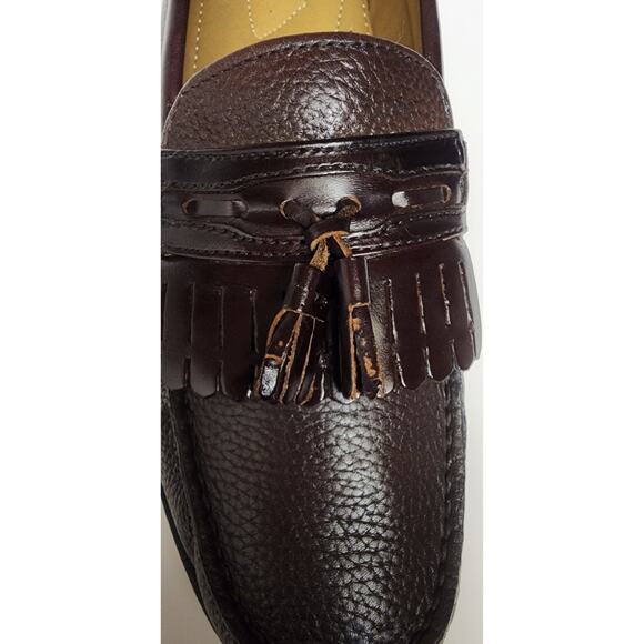 Chaps Men's Brown Leather Loafers tassels Dress Shoes size 12M - Picture 9 of 12
